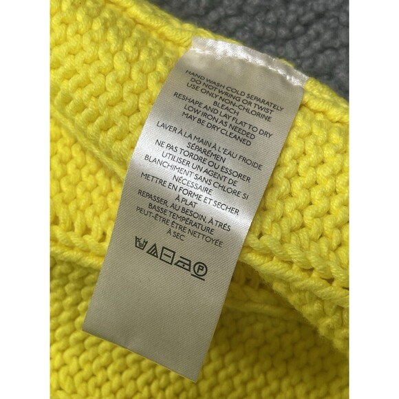 Free People Women Sweater Yellow Chunky Holiday Cotton BlendPreppy Boho M New - Picture 7 of 8